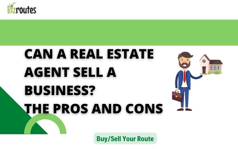 Cartoon figure of a real estate agent selling a business